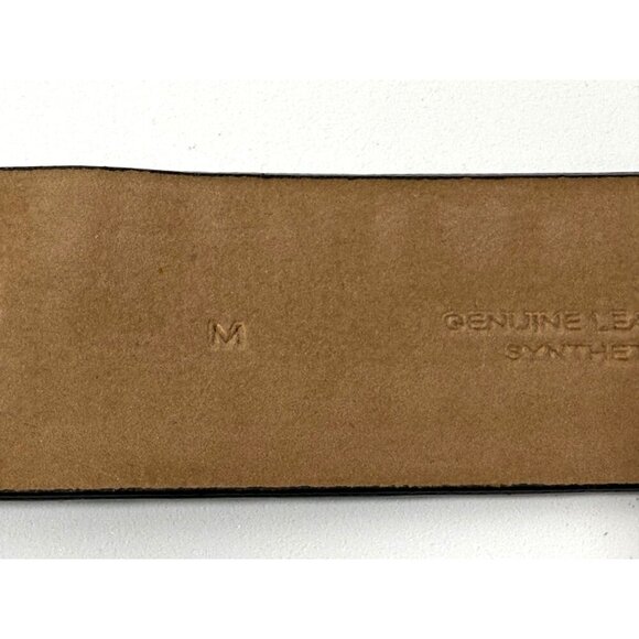 Talbots‎ Brown Leather Crocodile Embossed Belt Gold Rectangle Buckle Size Medium - Picture 7 of 16